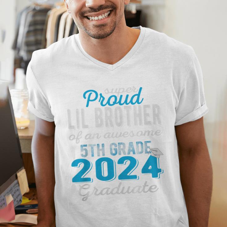 Proud Little Brother Of 5th Grade Graduate 2024 Graduation Premium Men's V-Neck T-Shirt