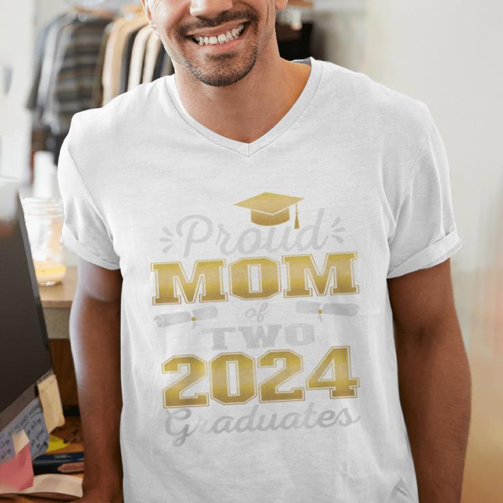 Proud Mom Of Two 2024 Graduate Class 2024 Graduation Family Premium Men's V-Neck T-Shirt