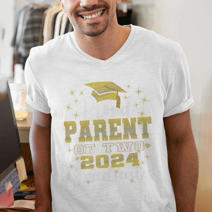 Proud Parent Of Two 2024 Graduate Class 2024 Graduation Premium Men's V-Neck T-Shirt
