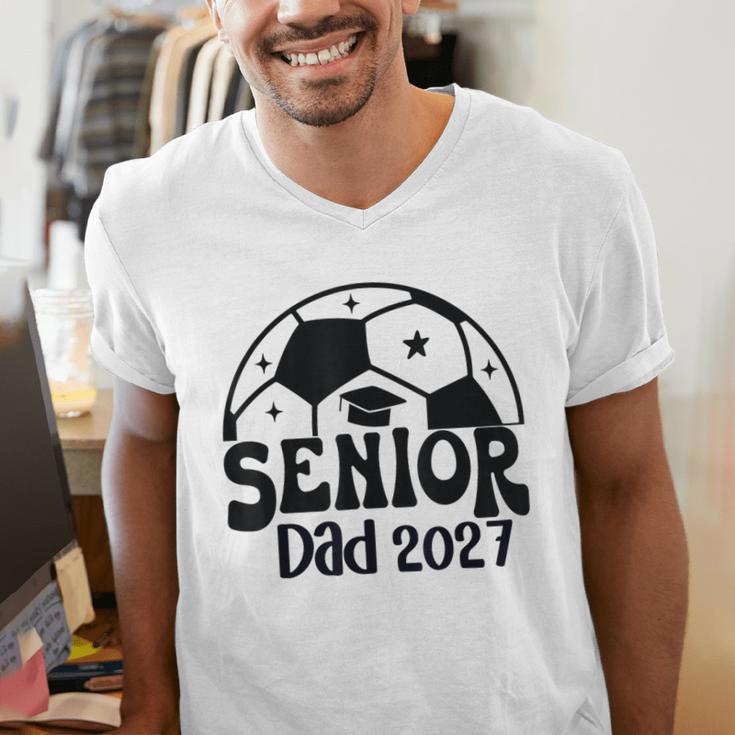 Proud Senior Dad Soccer Class Of 2027 Graduation Graduate Men's V-Neck T-Shirt