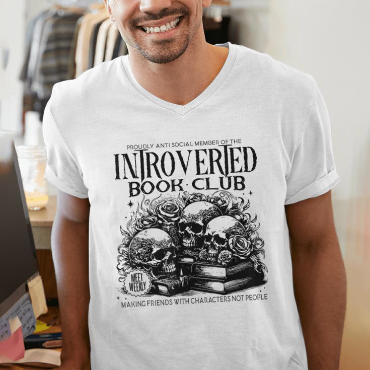 Proudly Anti Social Member Of The Introverted Book Club Men's V-Neck T-Shirt Proudly Anti Social Member Of The Introverted Book Club Men's V-Neck T-Shirt
