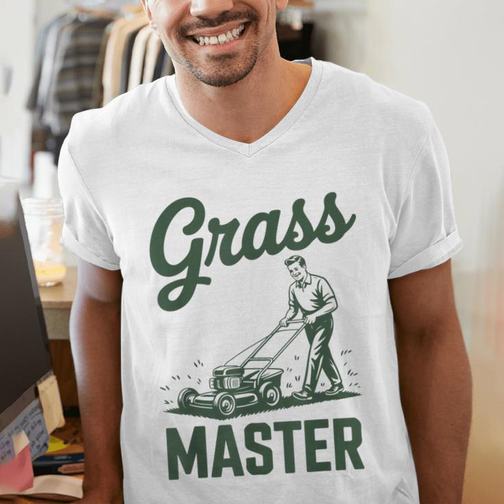 Push Lawn Mower Legend Grass Master Dad Mowing Men's V-Neck T-Shirt