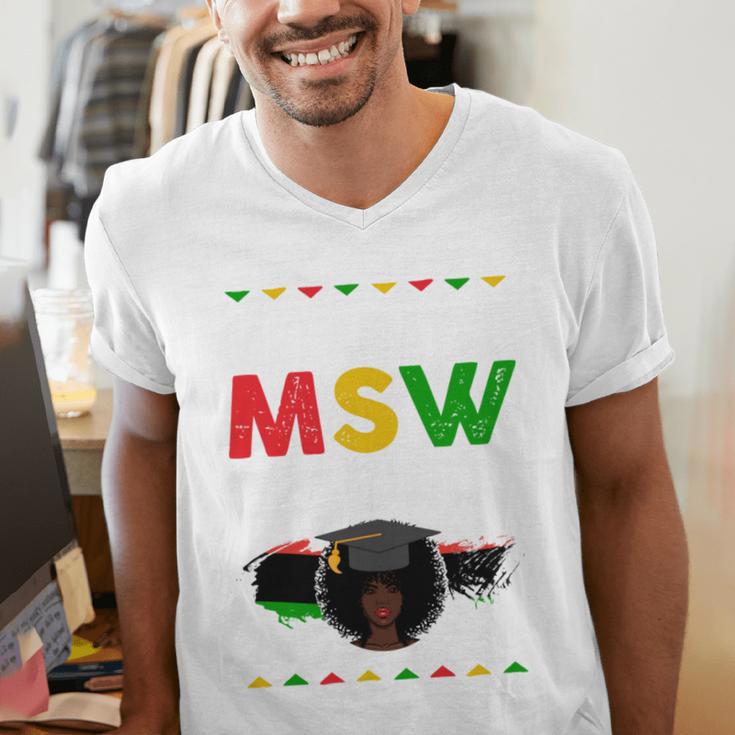 Queen MSW Social Work Grads Masters Graduation Men's V-Neck T-Shirt