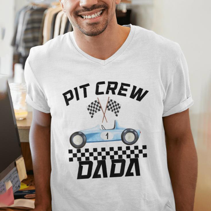 Race Car Racing Family Dada Pit Crew Birthday Party Men's V-Neck T-Shirt