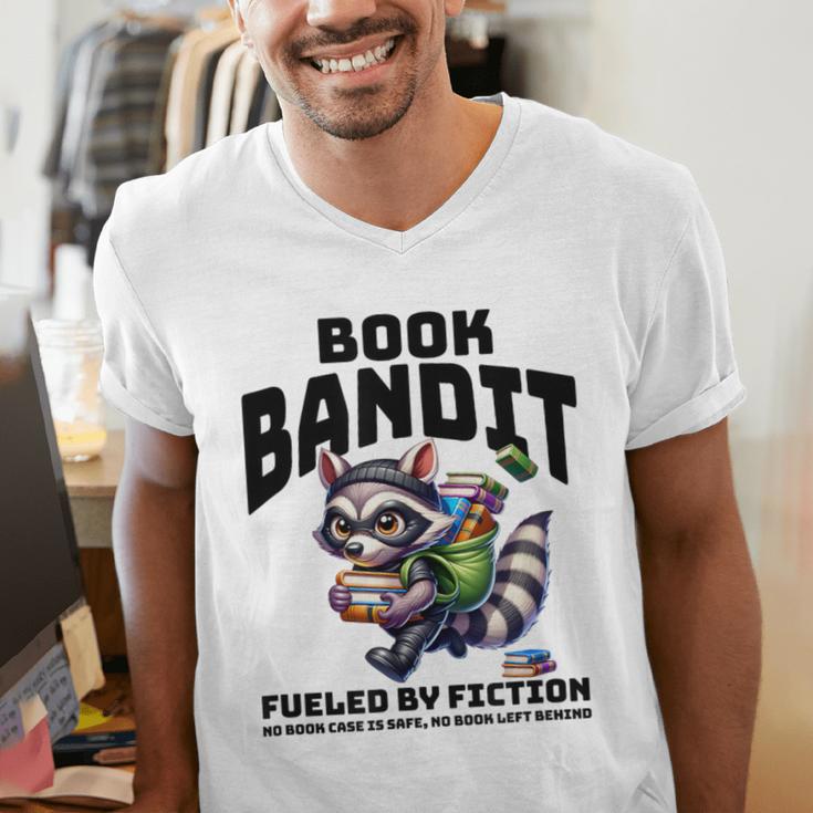 Racoon-Bookworm-Book Bandit-Fueled By Fiction Men's V-Neck T-Shirt