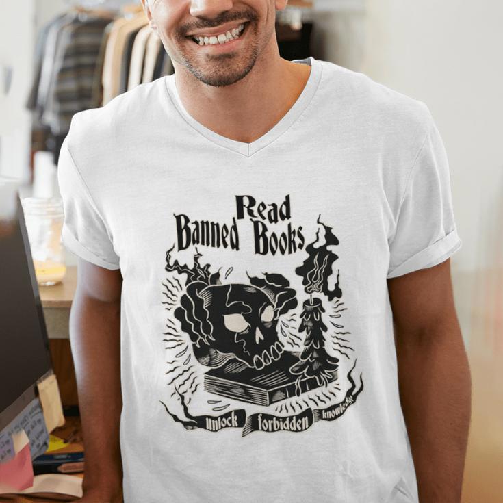 Read Banned Books Unlock Forbidden Knowledge Men's V-Neck T-Shirt Read Banned Books Unlock Forbidden Knowledge Men's V-Neck T-Shirt