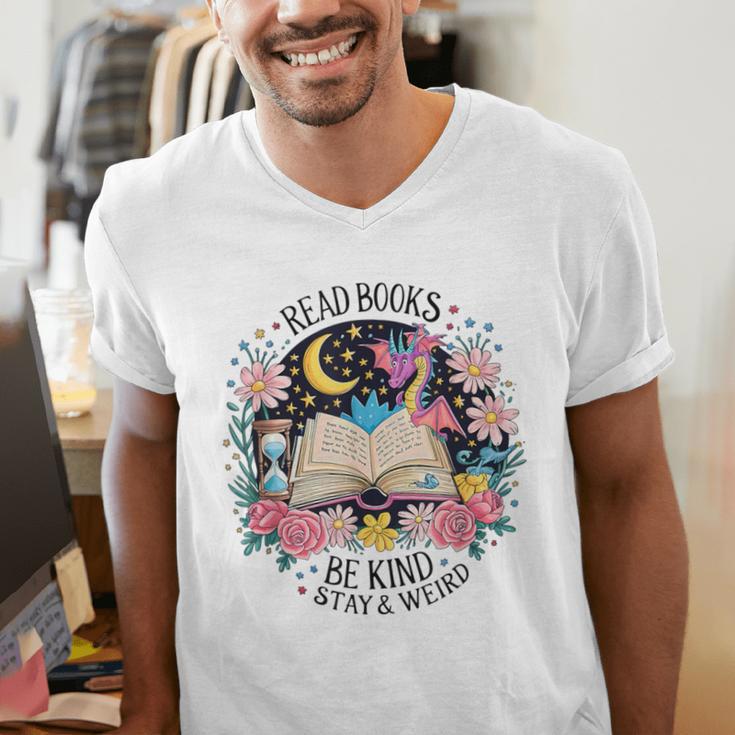 Read Books Be Kind Stay Weird Dragon Men's V-Neck T-Shirt