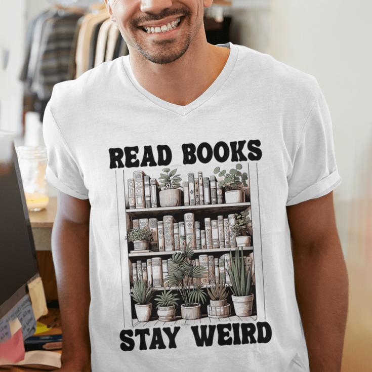 Read Books Stay Weird Book Lover Joke Introvert Reading Premium Men's V-Neck T-Shirt Read Books Stay Weird Book Lover Joke Introvert Reading Premium Men's V-Neck T-Shirt