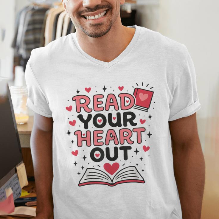 Read Your Heart Out Love Book Valentine Teacher Bookworm Men's V-Neck T-Shirt