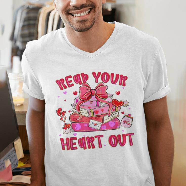 Read Your Heart Out Teacher Valentine Reading Book Lover Men's V-Neck T-Shirt