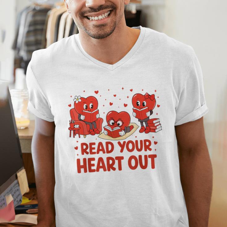 Read Your Heart Out Valentine Teacher Bookworm Lover Men's V-Neck T-Shirt