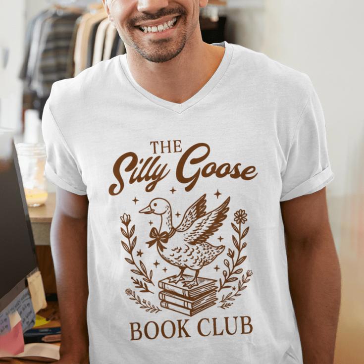 Reading Book Lover Bookish Librarian Silly Goose Book Club Men's V-Neck T-Shirt Reading Book Lover Bookish Librarian Silly Goose Book Club Men's V-Neck T-Shirt