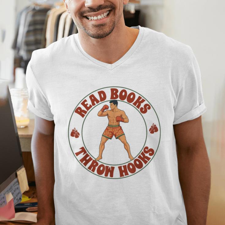 Reading Book Lover Boxer Boxing Lover Read Books Throw Hooks Men's V-Neck T-Shirt Reading Book Lover Boxer Boxing Lover Read Books Throw Hooks Men's V-Neck T-Shirt