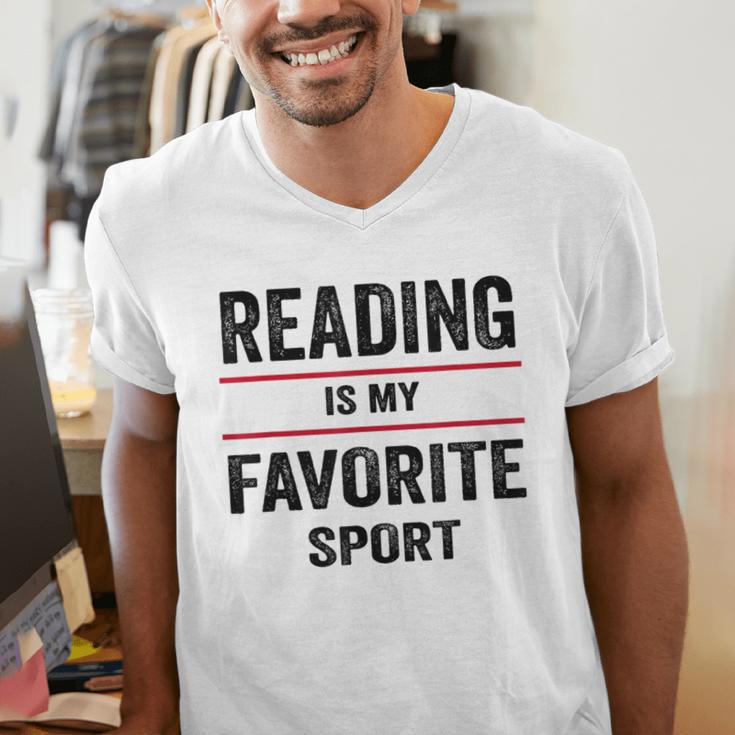 Reading Is My Favorite Sport Book Lover Quote Men's V-Neck T-Shirt