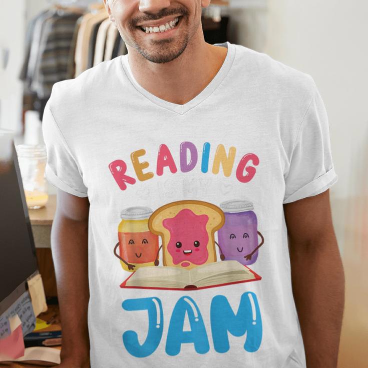 Reading Is My Jam I Love To Read Books Boy Girl Men's V-Neck T-Shirt Reading Is My Jam I Love To Read Books Boy Girl Men's V-Neck T-Shirt