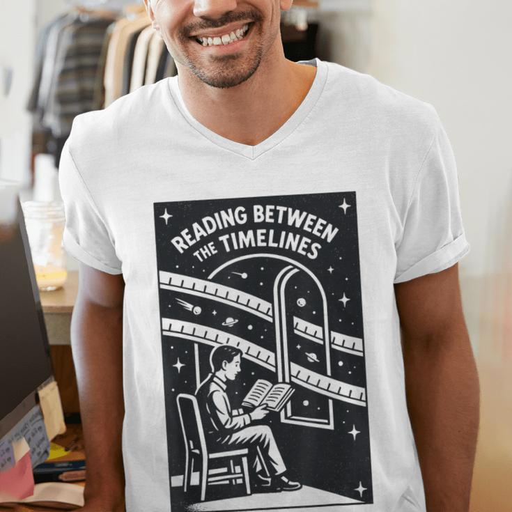 Reading Between The Timelines Time Travel Books Men's V-Neck T-Shirt
