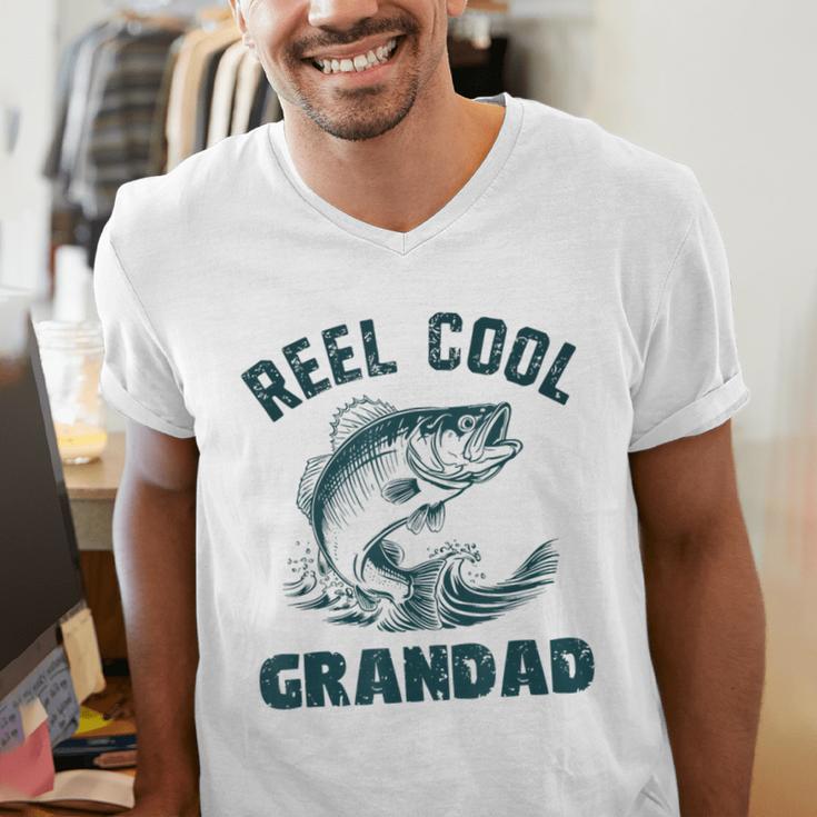 Reel Cool Grandad Fishing Grandpa Vintage Style Men's V-Neck T-Shirt