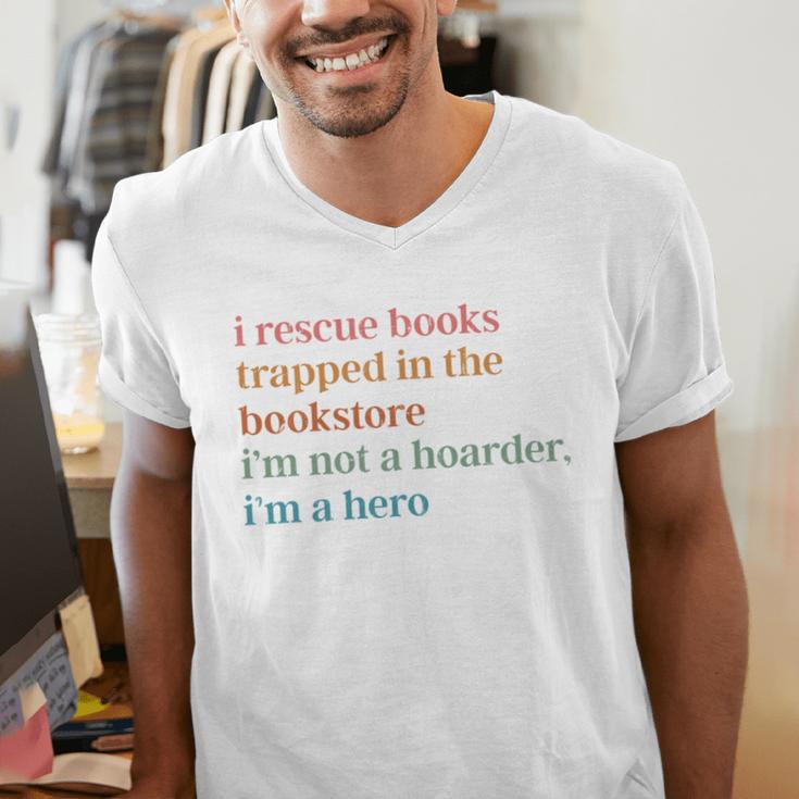 I Rescue Books Trapped In The Bookstore I'm Not A Hoarder Men's V-Neck T-Shirt