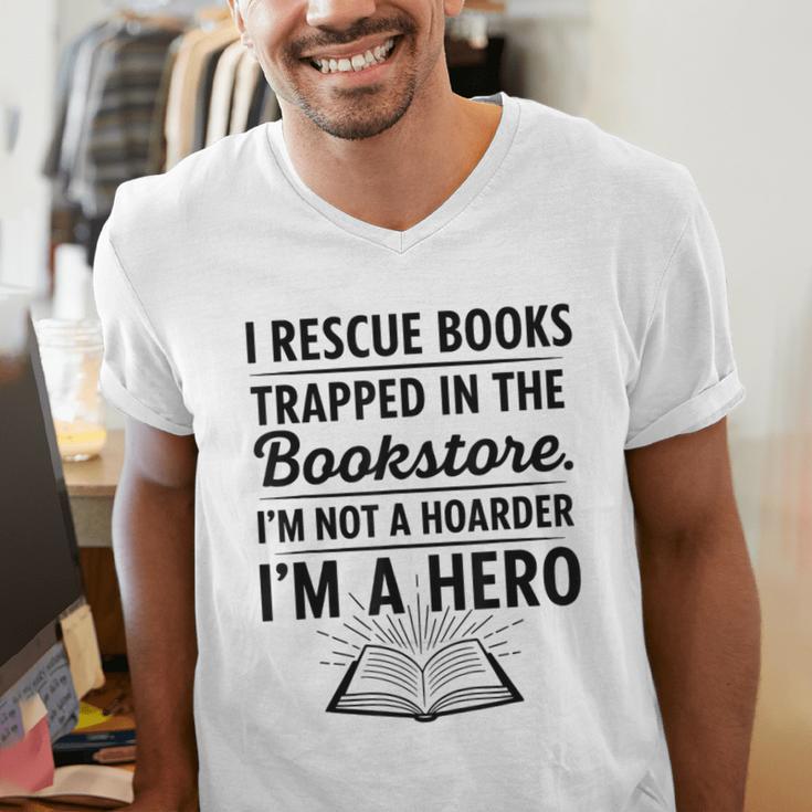 I Rescue Books Trapped In The Bookstore Sarcastic Men's V-Neck T-Shirt