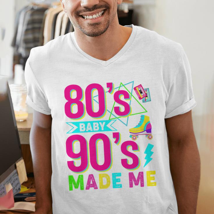 Retro 1980s 80's Baby 1990s 90's Made Me Nostalgia Vibes Premium Tri-Blend Men's V-Neck T-Shirt