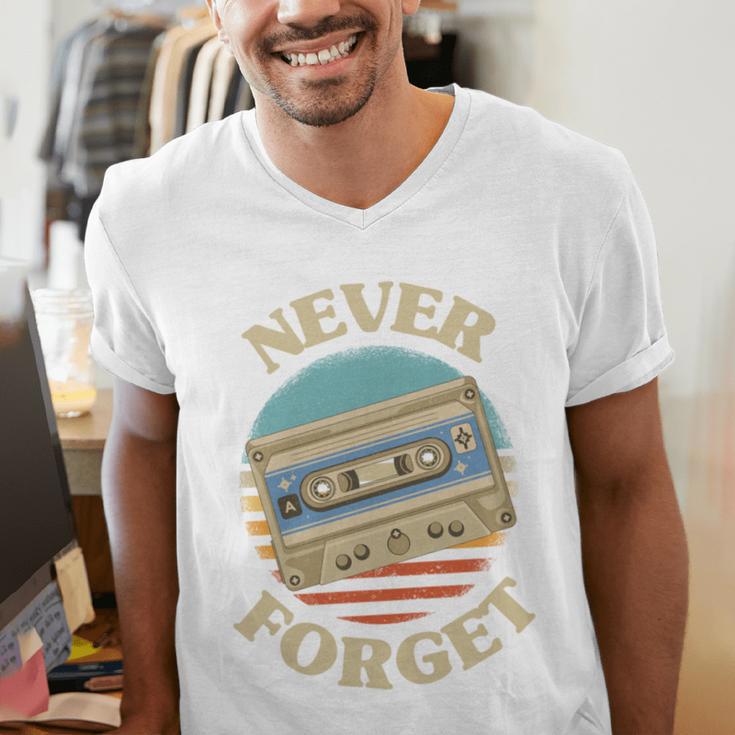 Retro Cassette Never Forget Nostalgia Vintage Men's V-Neck T-Shirt