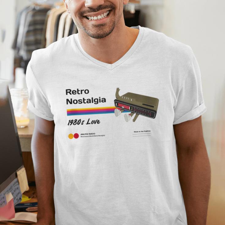 Retro Nostalgia 1980s Love Graphic Men's V-Neck T-Shirt Retro Nostalgia 1980s Love Graphic Men's V-Neck T-Shirt