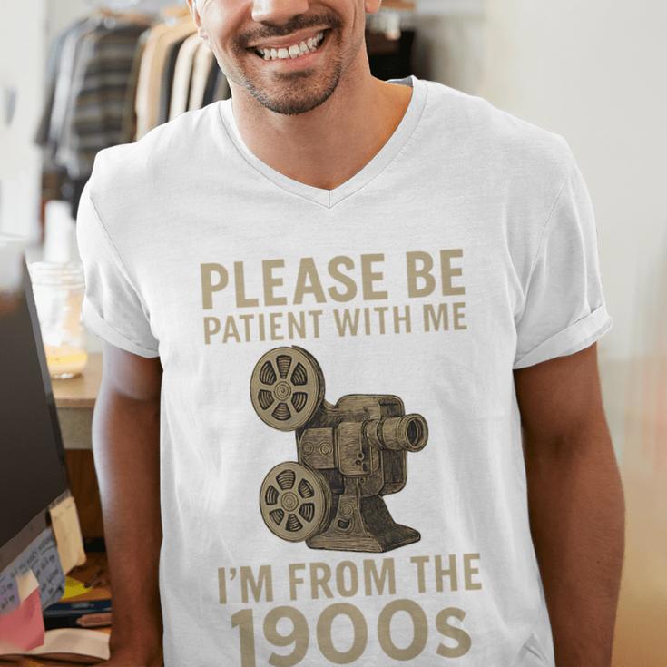 Retro Please Be Patient With Me I'm From The 1900s Projector Premium Men's V-Neck T-Shirt