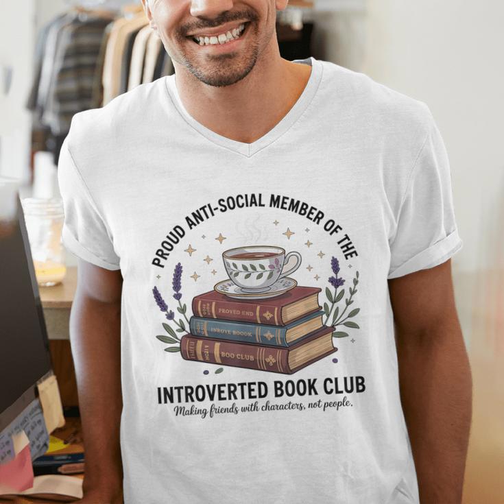 Retro Proud Introverted Book Club Anti Social Reader Men's V-Neck T-Shirt
