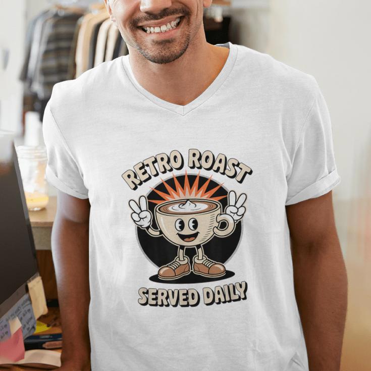Retro Roast Coffee Retro Cartoon Vintage Nostalgia Fun Men's V-Neck T-Shirt
