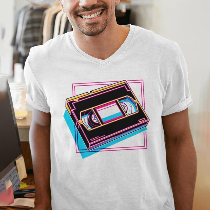 Retro VHS Vaporwave Video Cassette Nostalgia Geek Chic Men's V-Neck T-Shirt Retro VHS Vaporwave Video Cassette Nostalgia Geek Chic Men's V-Neck T-Shirt