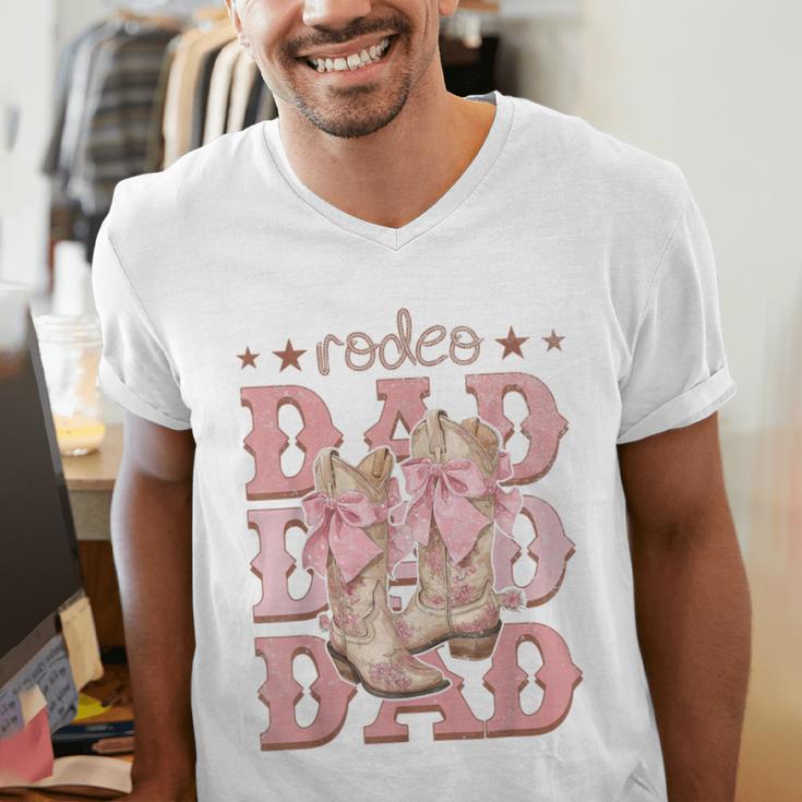 Rodeo Dad Pink Boots Coquette Cow-Girl Birthday Party Men's V-Neck T-Shirt