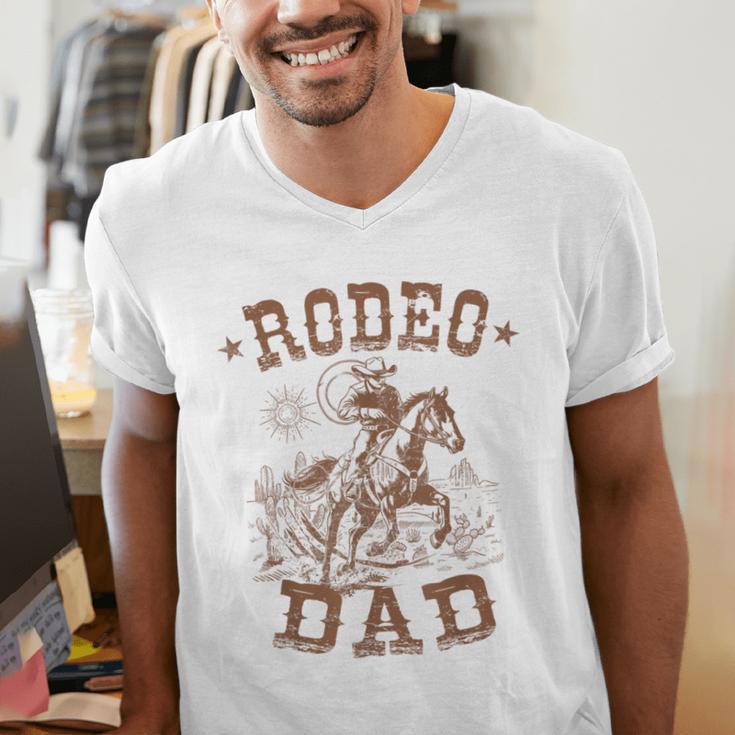 Rodeo Dad Western Cowboy Daddy Family Matching Father's Day Men's V-Neck T-Shirt