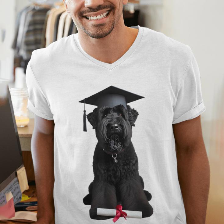 Russian Terrier Dog Graduation Cap Graduate Owner Grad Men's V-Neck T-Shirt