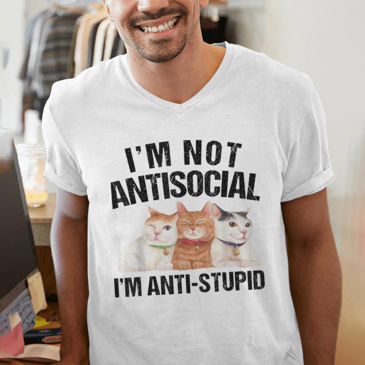 Sarcasm Cat Sarcastic Introvert Antisocial Cat Lover Men's V-Neck T-Shirt Sarcasm Cat Sarcastic Introvert Antisocial Cat Lover Men's V-Neck T-Shirt