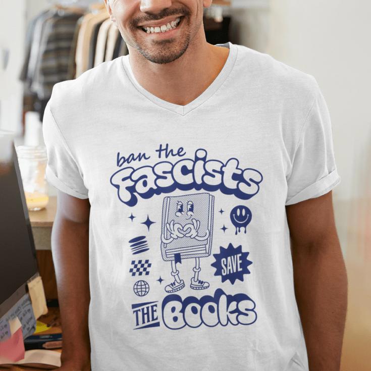 Save The Books Ban Fascists Stand For Book Readers Men's V-Neck T-Shirt