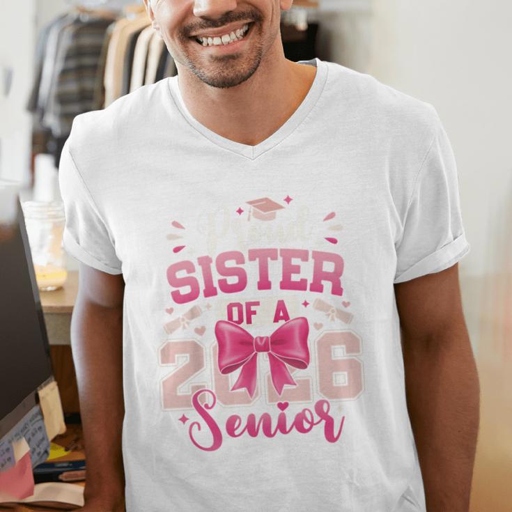 Senior 2026 Class Of 26 Coquette Pink Bow Graduation Sister Men's V-Neck T-Shirt