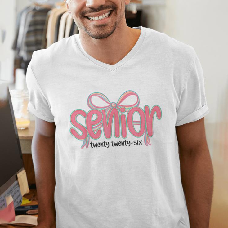 Senior 2026 Coquette Pink Bow Graduation 2026 Class Of 2026 Men's V-Neck T-Shirt