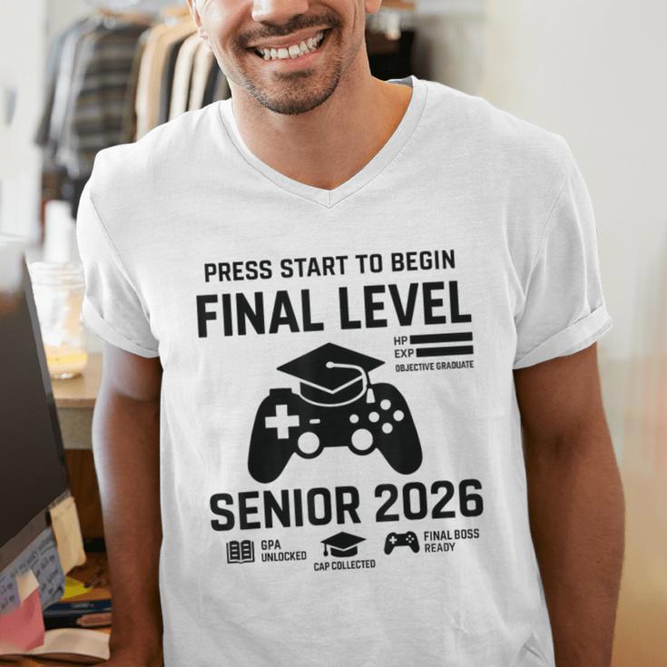Senior 2026 Final Level Gamer Graduation 2026 Men's V-Neck T-Shirt