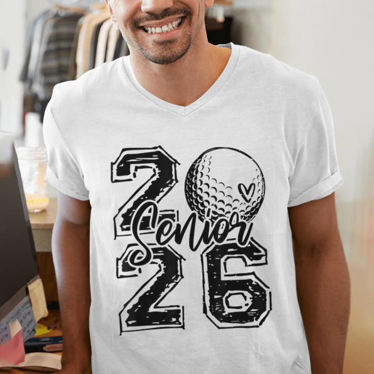 Senior 2026 Golf Player Heart Graduation Girls Teens Men's V-Neck T-Shirt