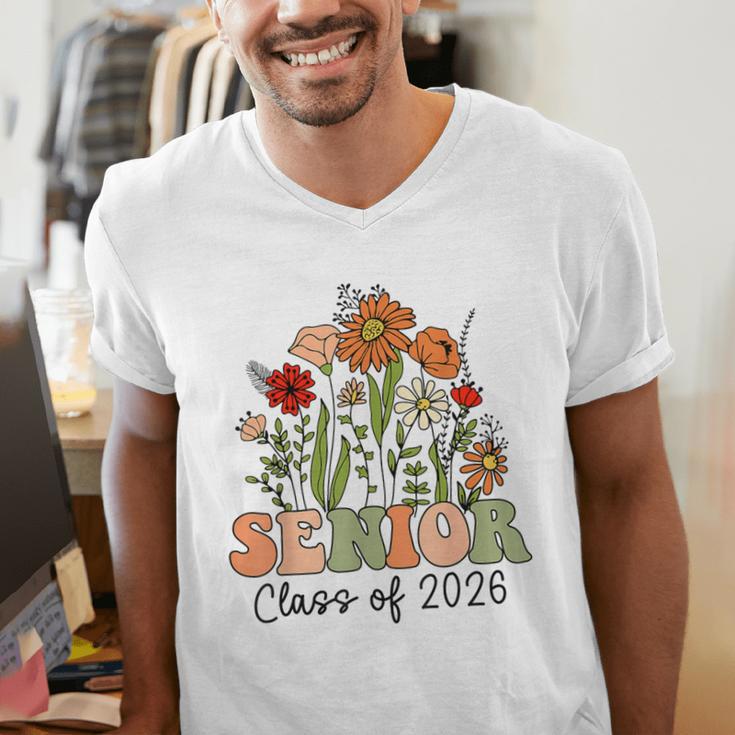 Senior 2026 Graduate Class Of 2026 Wildflowers Graduation Men's V-Neck T-Shirt