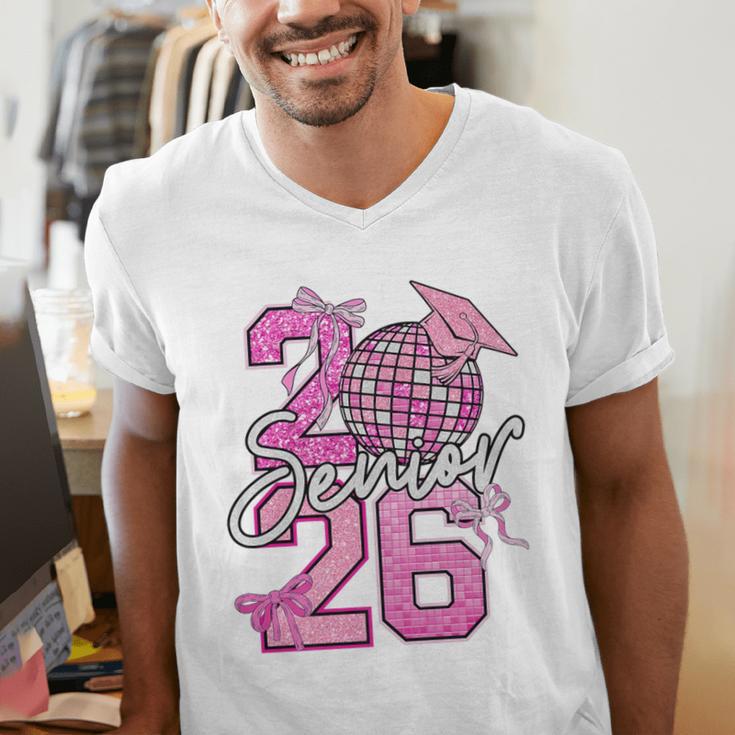 Senior 2026 Graduation Girls Coquette Pink Bow Class Of 2026 Premium Men's V-Neck T-Shirt