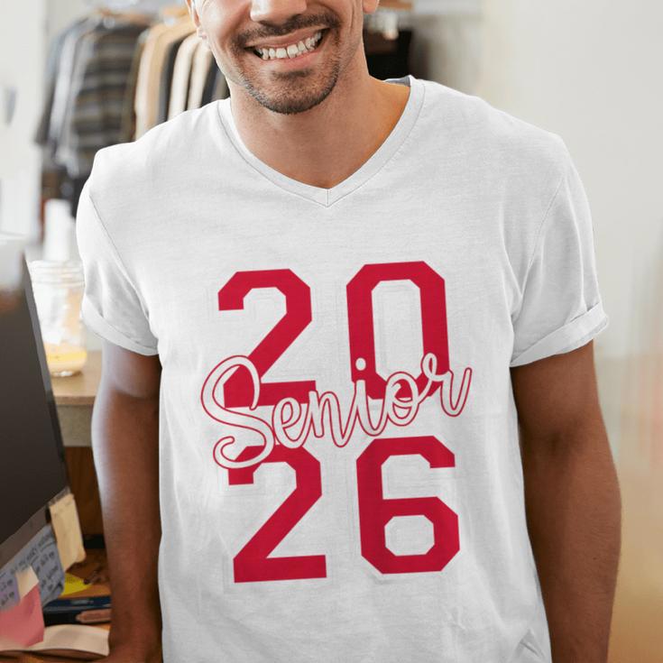 Senior 2026 Graduation Varsity Red Letters On The Back Men's V-Neck T-Shirt