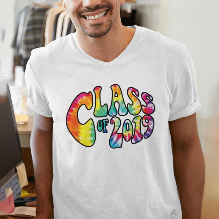 Senior Class Of 2019 Boho Tie Dye Graduation Men's V-Neck T-Shirt