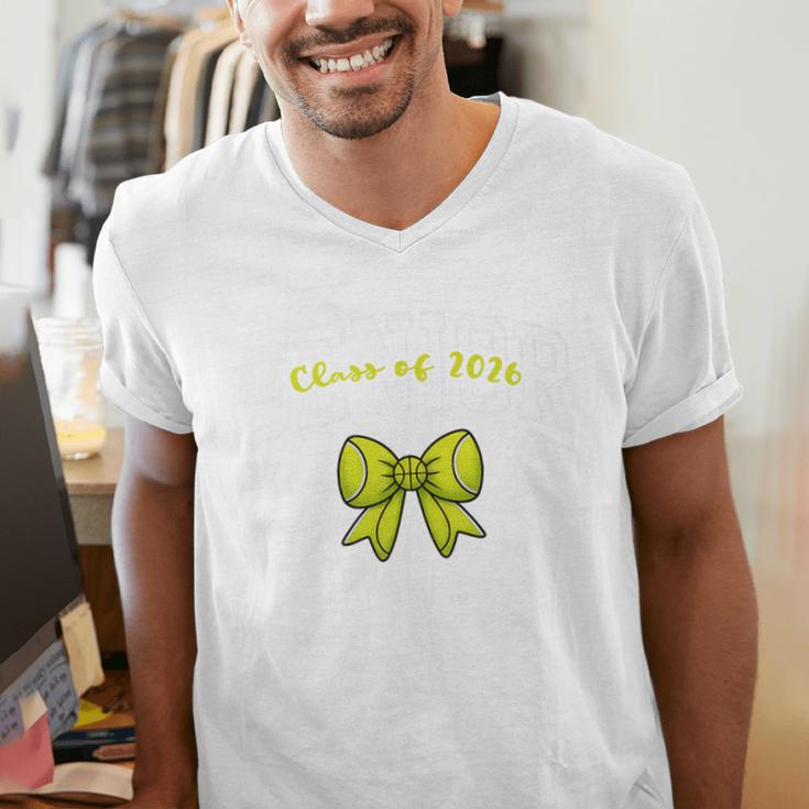 Senior Class Of 2026 Tennis Coquette Bow Graduation Premium Men's V-Neck T-Shirt