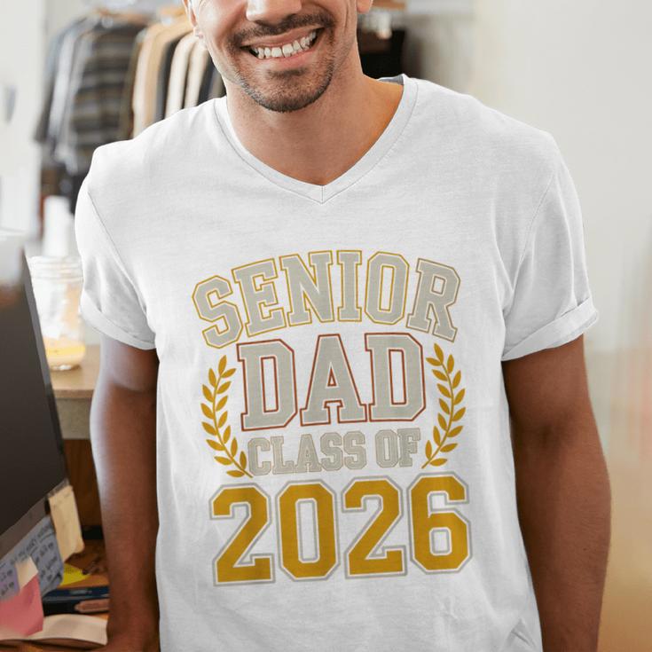 Senior Dad Class Of 2026 Purple Yellow Vintage Graduation Men's V-Neck T-Shirt