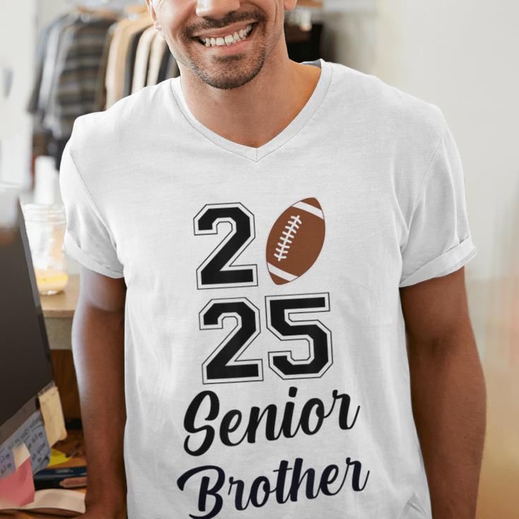 Senior Football Brother Class Of 2025 Graduation Graduate Men's V-Neck T-Shirt