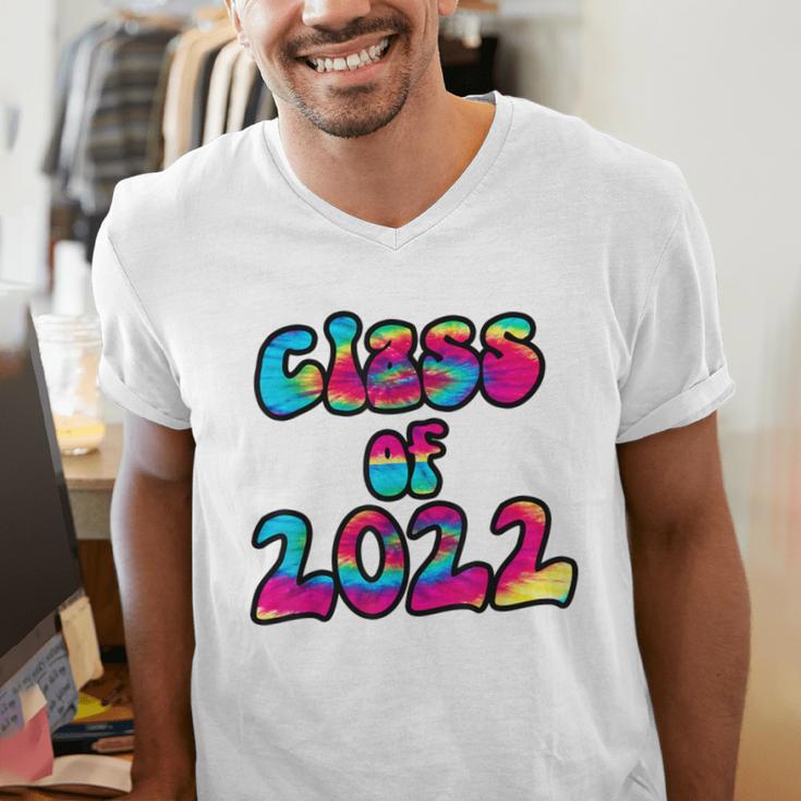 Senior Year 2022 Class Of 2022 Graduation Tie Dye Groovy Men's V-Neck T-Shirt