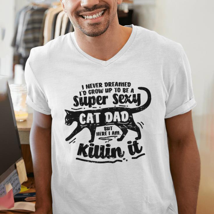 Sexy Cat Dad Father Catfather Kitten Kitty Men's V-Neck T-Shirt