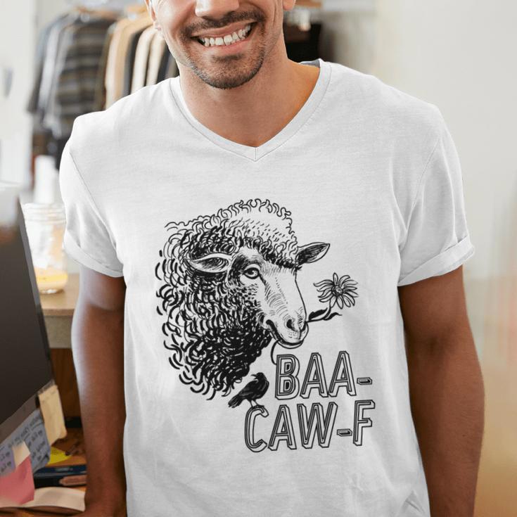 Sheep Baa Crow Caw Back Off Pun Tee For Introverts & Teens Men's V-Neck T-Shirt