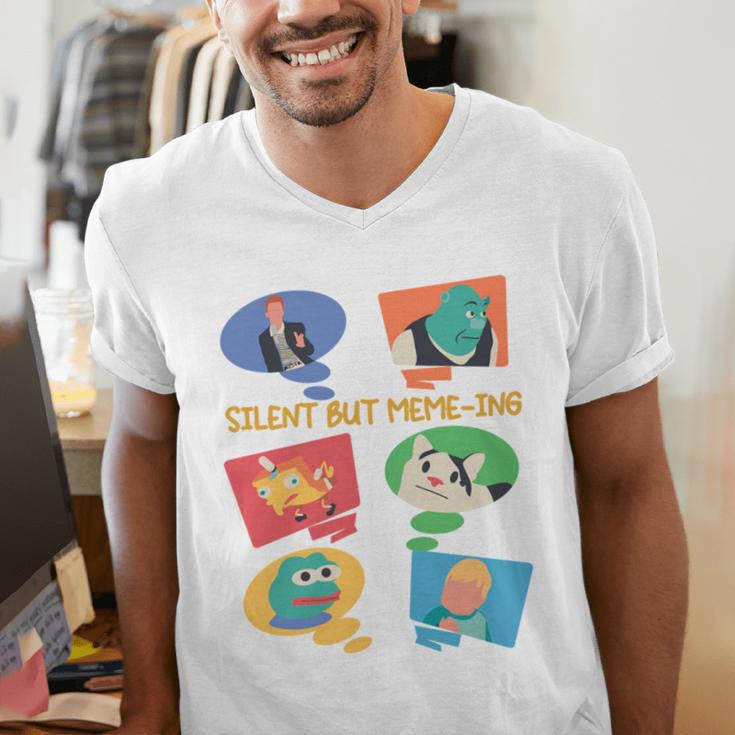 Silent But Meme-Ing Introvert Anti People Antisocial Quiet Men's V-Neck T-Shirt Silent But Meme-Ing Introvert Anti People Antisocial Quiet Men's V-Neck T-Shirt